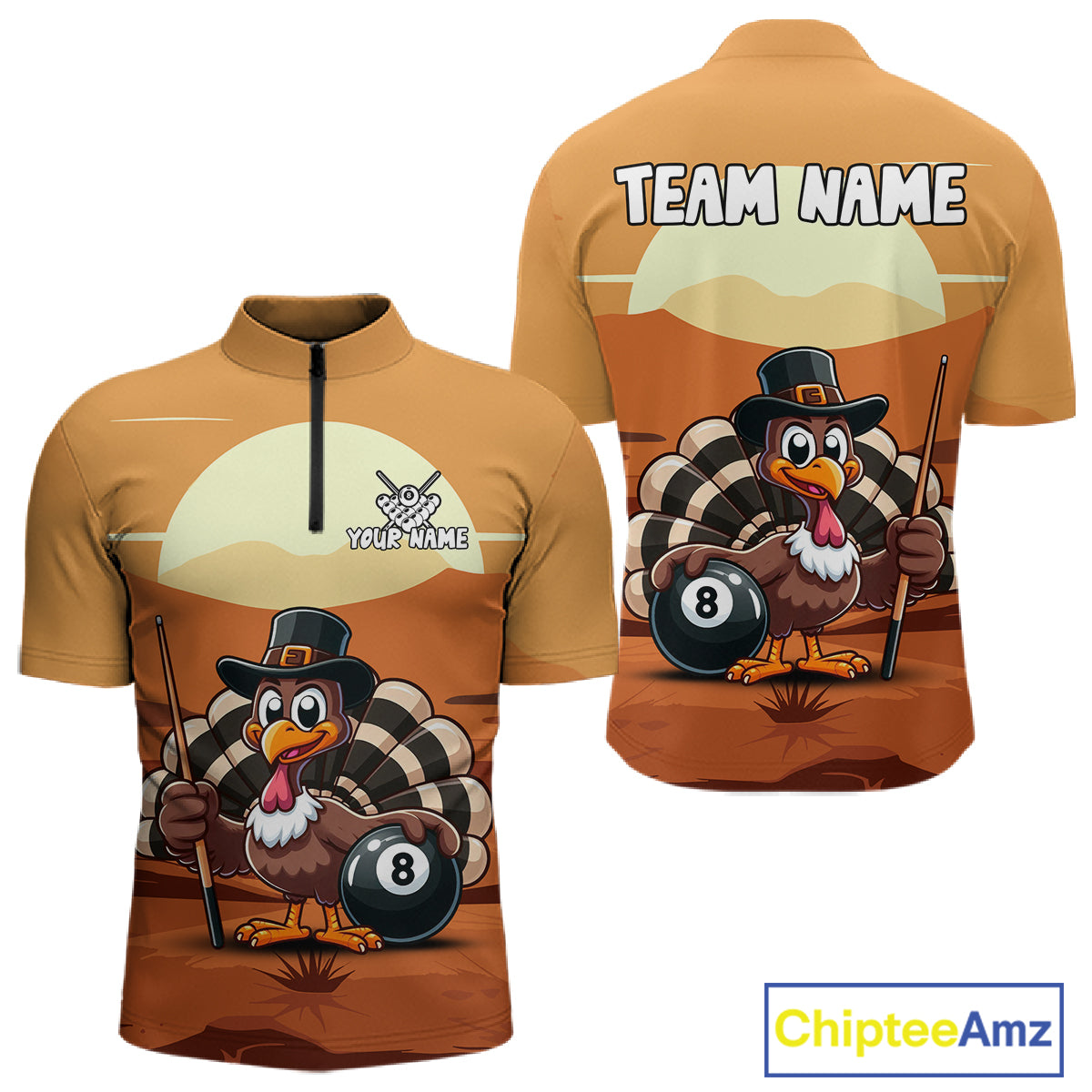 Funny Turkey 8 Ball Pool Billiard Shirt For Men Custom Thanksgiving Shirt For Pool Player TDM4817