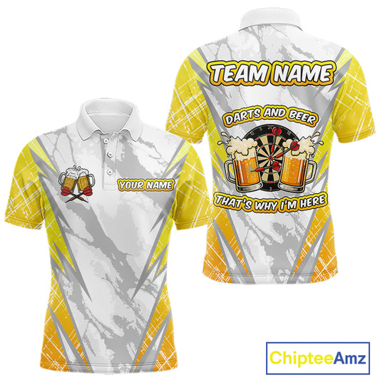 Darts And Beer That's Why I'm Here Custom Grunge Dart Shirt For Men, Drinking Darts Jerseys |White TDM4233