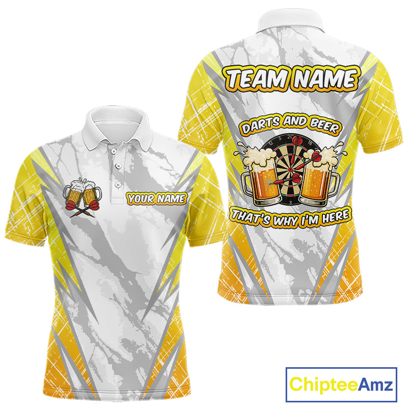 Darts And Beer That's Why I'm Here Custom Grunge Dart Shirt For Men, Drinking Darts Jerseys |White TDM4233