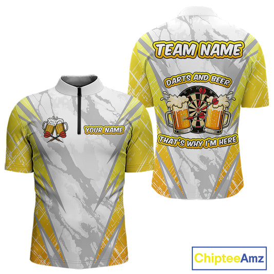 Darts And Beer That's Why I'm Here Custom Grunge Dart Shirt For Men, Drinking Darts Jerseys |White TDM4233