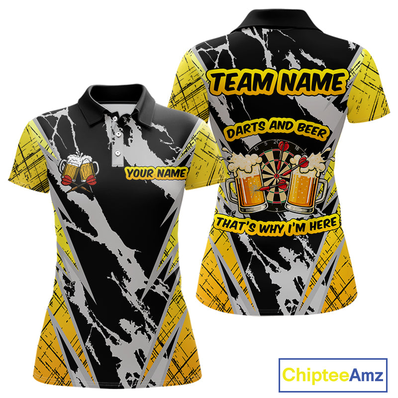 Darts And Beer That's Why I'm Here Custom Grunge Dart Shirt For Women, Drinking Darts Jerseys |Black TDM4234