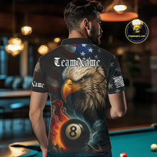 Load image into Gallery viewer, Personalized Eagle Flame 8 Ball Billiard Shirt For Men Custom Patriotic US Flag Pool Team Jersey TDM4819