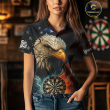 Load image into Gallery viewer, Personalized Eagle Flame Darts Shirt For Women Custom Patriotic American Flag Team Darts Jersey TDM4820