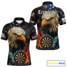 Load image into Gallery viewer, Personalized Eagle Flame Darts Shirt For Men Custom Patriotic American Flag Team Darts Jersey TDM4820