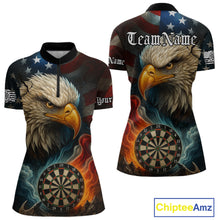 Load image into Gallery viewer, Personalized Eagle Flame Darts Shirt For Women Custom Patriotic American Flag Team Darts Jersey TDM4820