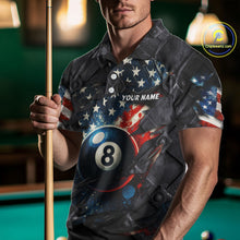 Load image into Gallery viewer, Personalized Grunge American Flag 8 Ball Billiard Shirt For Men Custom Patriotic Pool Team Jersey TDM4419