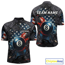 Load image into Gallery viewer, Personalized Grunge American Flag 8 Ball Billiard Shirt For Men Custom Patriotic Pool Team Jersey TDM4419