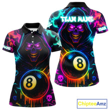 Load image into Gallery viewer, Colorful Neon Grim Reaper 8 Ball Pool Billiard Shirt For Women Custom Billiard Team Jersey TDM4668