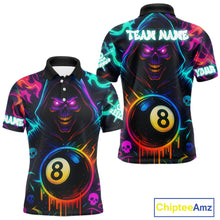 Load image into Gallery viewer, Colorful Neon Grim Reaper 8 Ball Pool Billiard Shirt For Men Custom Billiard Team Jersey TDM4668