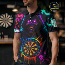 Load image into Gallery viewer, Colorful Neon Dartboard Grim Reaper Darts Shirt For Men Custom Darts Jerseys Team Polo &amp; 1/4 Zip TDM4669