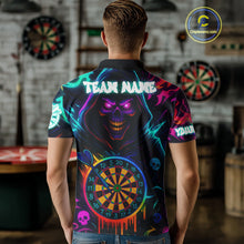 Load image into Gallery viewer, Colorful Neon Dartboard Grim Reaper Darts Shirt For Men Custom Darts Jerseys Team Polo &amp; 1/4 Zip TDM4669