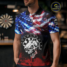 Load image into Gallery viewer, Personalized American Flag Funny Skull Darts Shirt For Men Custom Patriotic Darts Team Jerseys TDM4262