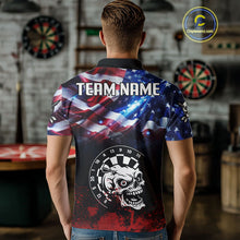 Load image into Gallery viewer, Personalized American Flag Funny Skull Darts Shirt For Men Custom Patriotic Darts Team Jerseys TDM4262
