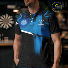 Load image into Gallery viewer, Azure Lightning Dartboard Darts Shirt For Men - Custom Team &amp; Player Name NYN0352