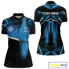 Load image into Gallery viewer, Azure Lightning Dartboard Darts Shirt For Women - Custom Team &amp; Player Name NYN0352