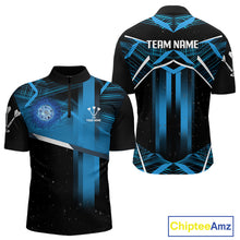 Load image into Gallery viewer, Azure Lightning Dartboard Darts Shirt For Men - Custom Team &amp; Player Name NYN0352