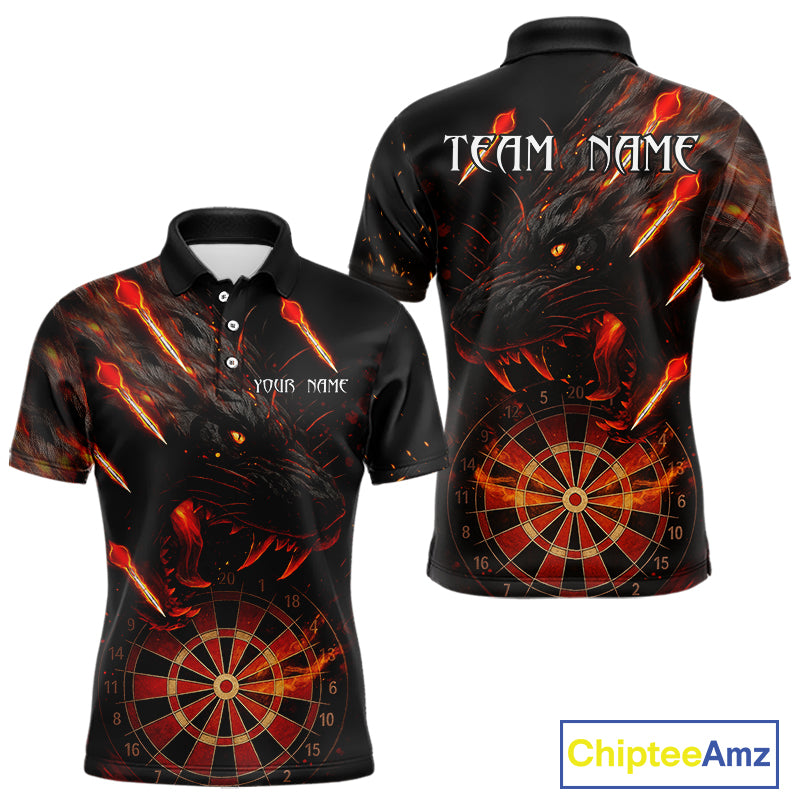 Black And Orange Panther Fire Dart Shirt For Men Custom 3D Dart League Team Jersey Polo & 1/4 Zip TDM4269
