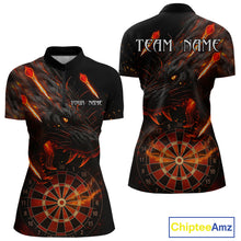 Load image into Gallery viewer, Black And Orange Panther Fire Dart Shirt For Women Custom 3D Dart League Team Jersey Polo &amp; 1/4 Zip TDM4269
