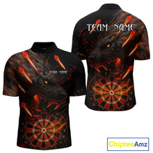 Load image into Gallery viewer, Black And Orange Panther Fire Dart Shirt For Men Custom 3D Dart League Team Jersey Polo &amp; 1/4 Zip TDM4269