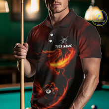 Load image into Gallery viewer, Personalized Flame Dragon 8 Ball Billiard Shirt For Men Custom Red Pool Team Jersey Polo, 1/4 Zip TDM4445