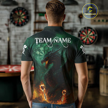 Load image into Gallery viewer, Personalized Fiery Arrow Dragon Green Darts Shirt For Men Custom Darts Jersey Team Polo &amp; 1/4 Zip TDM4450