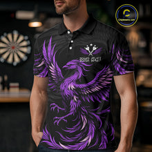 Load image into Gallery viewer, Personalized Phoenix Dartboard Wings Men&#39;s Dart Shirts Custom Black And Purple Darts Team Jerseys TDM4272