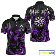 Load image into Gallery viewer, Personalized Phoenix Dartboard Wings Men&#39;s Dart Shirts Custom Black And Purple Darts Team Jerseys TDM4272