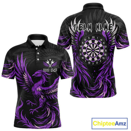 Personalized Phoenix Dartboard Wings Men's Dart Shirts Custom Black And Purple Darts Team Jerseys TDM4272