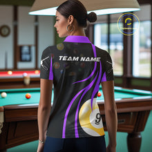 Load image into Gallery viewer, Customized Billiard 8 Ball &amp; 9 Ball Pool Shirt For Women, Billiard Team Jersey Polo &amp; 1/4 Zip|Purple TDM4458