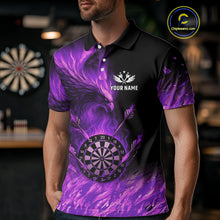 Load image into Gallery viewer, Purple Flaming Phoenix Darts Jerseys Custom Darts Shirt For Men, Darts Team Polo &amp; Quarter Zip TDM4291