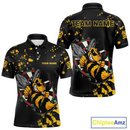 Personalized Yellow Black Funny Bee Darts Shirt For Men Custom Darts Jerseys, Best Darts Gifts TDM4294