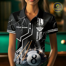 Load image into Gallery viewer, Personalized Thunder Lighting 8 Ball Shirt For Women, White Black Billiard Team Shirts, Pool Jerseys TDM4110