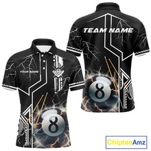 Load image into Gallery viewer, Personalized Thunder Lighting 8 Ball Shirt For Men, White Black Billiard Team Shirts, Pool Jerseys TDM4110