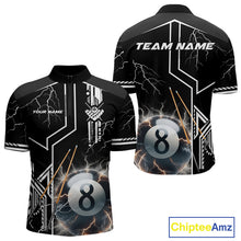 Load image into Gallery viewer, Personalized Thunder Lighting 8 Ball Shirt For Men, White Black Billiard Team Shirts, Pool Jerseys TDM4110