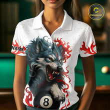Load image into Gallery viewer, Personalized Wolf Flaming 8 Ball Billiard Shirts For Women Custom Billiard Pool Team Jersey |Red TDM4111