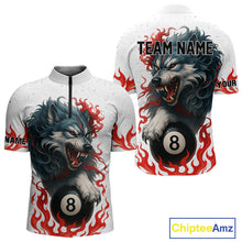 Load image into Gallery viewer, Personalized Wolf Flaming 8 Ball Billiard Shirts For Men Custom Billiard Pool Team Jersey |Red TDM4111