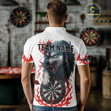 Load image into Gallery viewer, Personalized Wolf Flaming Dart Shirts For Men Custom Darts Jerseys Team Polo &amp; Quarter Zip | Red TDM4112