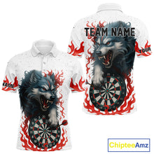 Load image into Gallery viewer, Personalized Wolf Flaming Dart Shirts For Men Custom Darts Jerseys Team Polo &amp; Quarter Zip | Red TDM4112