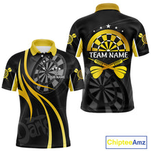 Load image into Gallery viewer, Black And Yellow Darts Jersey For Men Custom Team Polo &amp; Quarter Zip Darts Shirt Uniform TDM4487