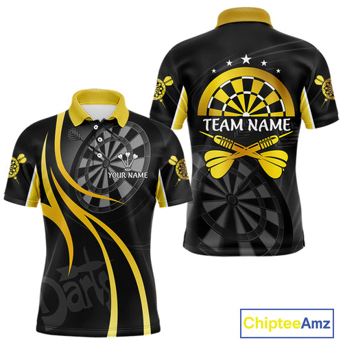 Black And Yellow Darts Jersey For Men Custom Team Polo & Quarter Zip Darts Shirt Uniform TDM4487