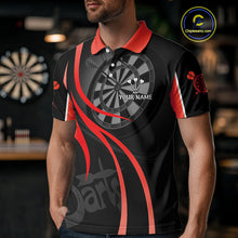 Load image into Gallery viewer, Black And Red Darts Jersey For Men Custom Team Polo &amp; Quarter Zip Darts Shirt Uniform TDM4488