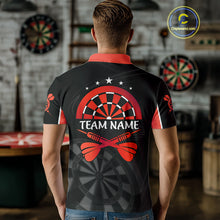 Load image into Gallery viewer, Black And Red Darts Jersey For Men Custom Team Polo &amp; Quarter Zip Darts Shirt Uniform TDM4488