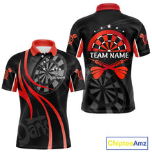 Load image into Gallery viewer, Black And Red Darts Jersey For Men Custom Team Polo &amp; Quarter Zip Darts Shirt Uniform TDM4488