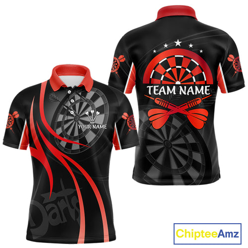 Black And Red Darts Jersey For Men Custom Team Polo & Quarter Zip Darts Shirt Uniform TDM4488