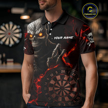 Load image into Gallery viewer, Personalized Skull Darts Polo &amp; Quarter Zip For Men Custom Fire Darts League Team Jersey |Red TDM4718