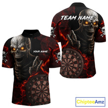 Load image into Gallery viewer, Personalized Skull Darts Polo &amp; Quarter Zip For Men Custom Fire Darts League Team Jersey |Red TDM4718