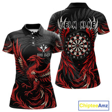 Load image into Gallery viewer, Personalized Phoenix Dartboard Wings Women&#39;s Dart Shirts Custom Red And Black Darts Team Jerseys TDM4118