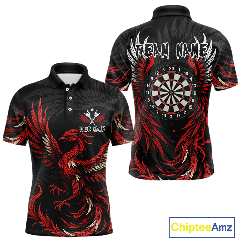 Personalized Phoenix Dartboard Wings Men's Dart Shirts Custom Red And Black Darts Team Jerseys TDM4118