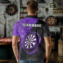 Load image into Gallery viewer, Grunge Purple Black Dartboard Light Men Dart Polo &amp; 1/4 Zip Custom Dart Shirt For Team Dart Jersey TDM4126