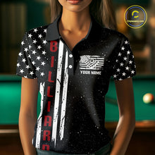 Load image into Gallery viewer, Grunge USA Flag Billiard Jerseys For Women Custom Patriotic Billiard Polo &amp; Quarter Zip Team Shirt TDM4130